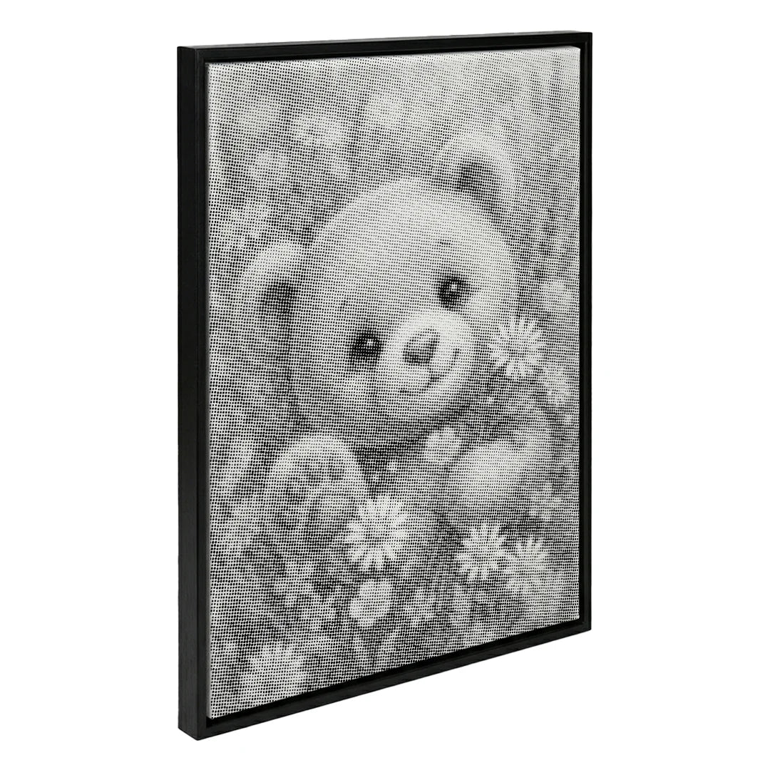 Peinture à pois ours avec fleurs