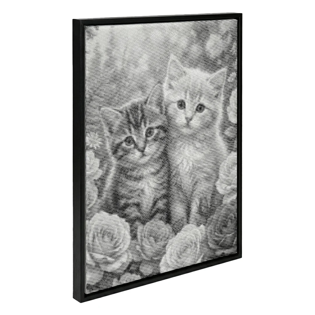 2 chatons avec peinture à pois de fleurs