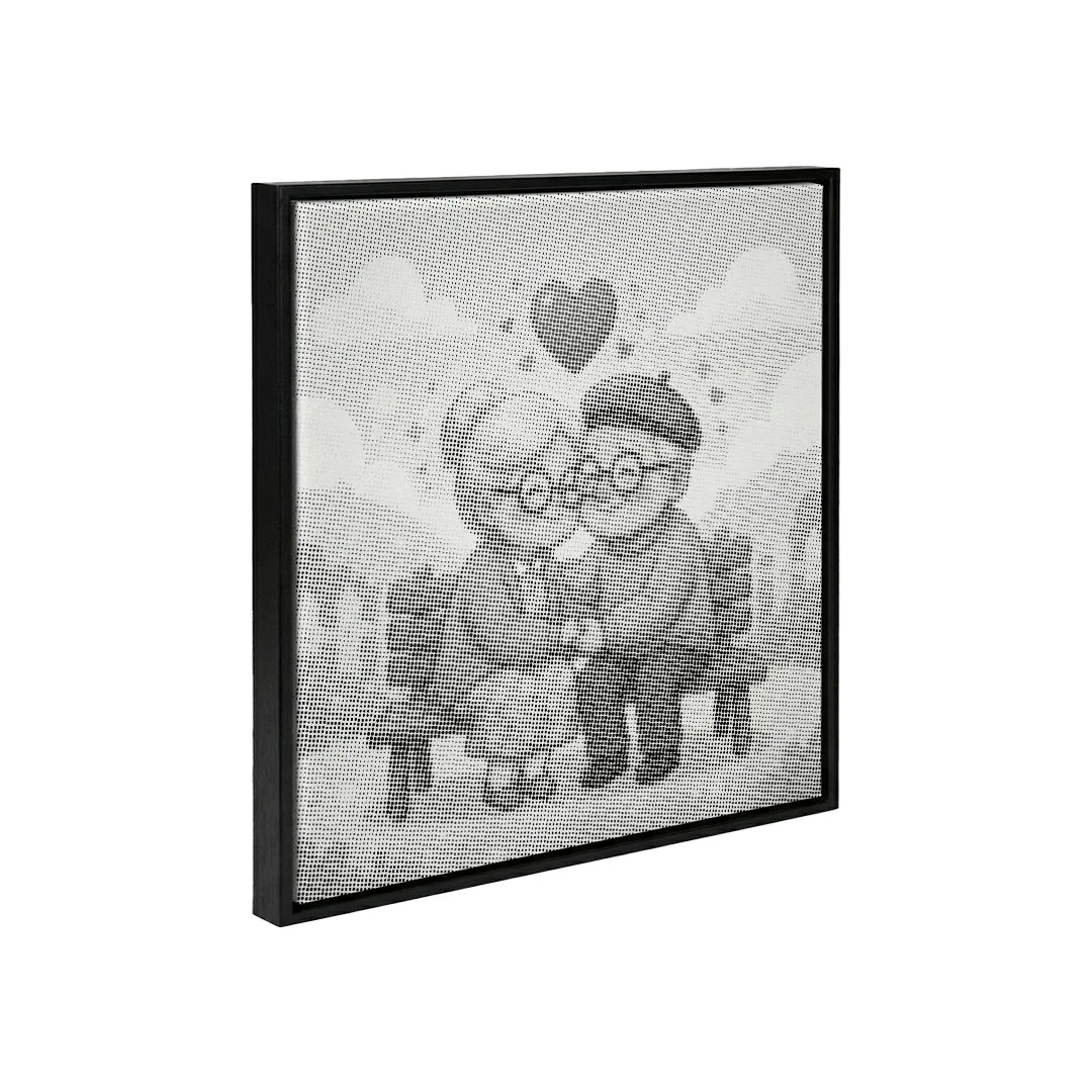 Peinture à points de vieux couple