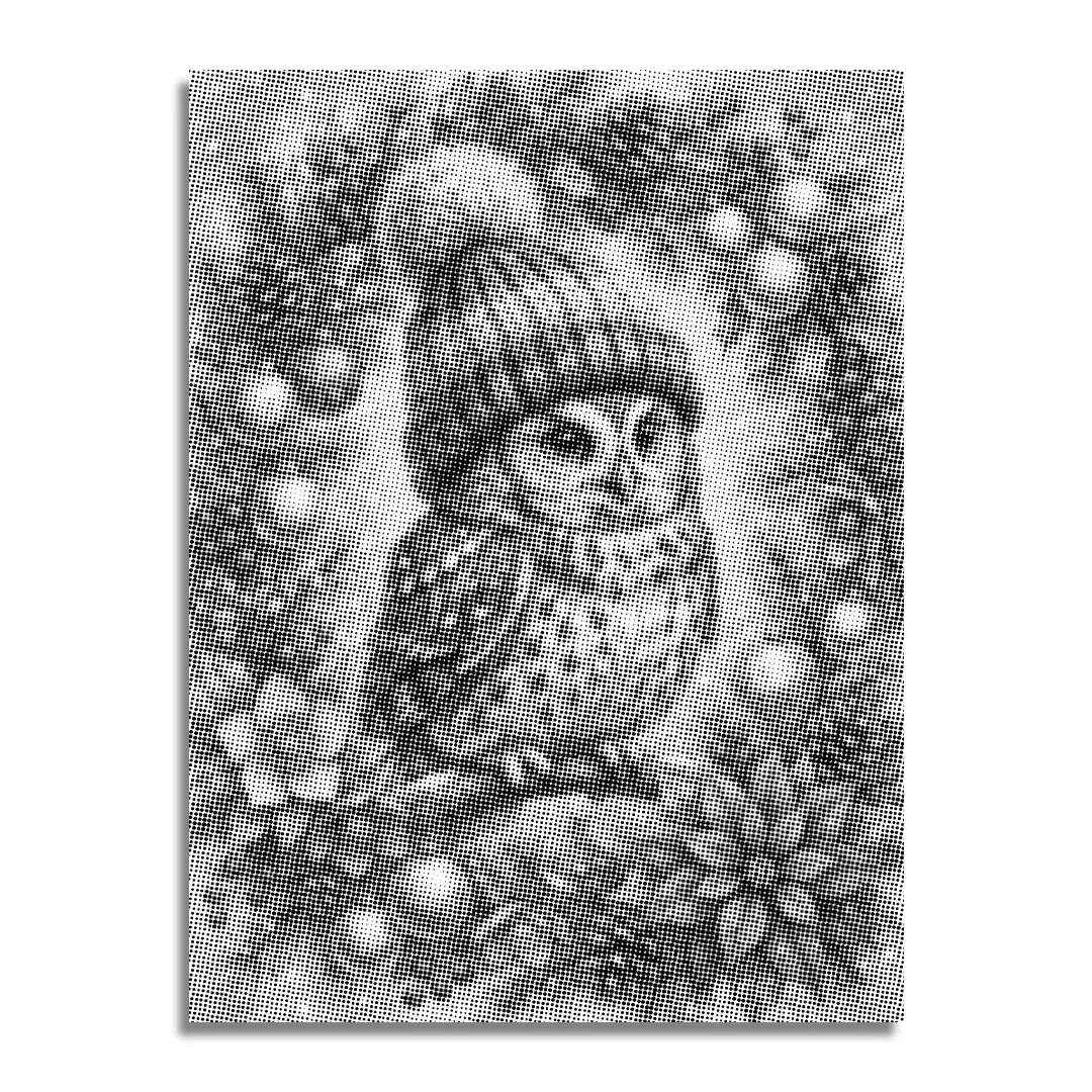 Hibou de Noël dans la peinture de point d’arbre