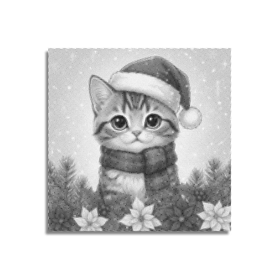 Chaton avec peinture à pois de chapeau de Père Noël