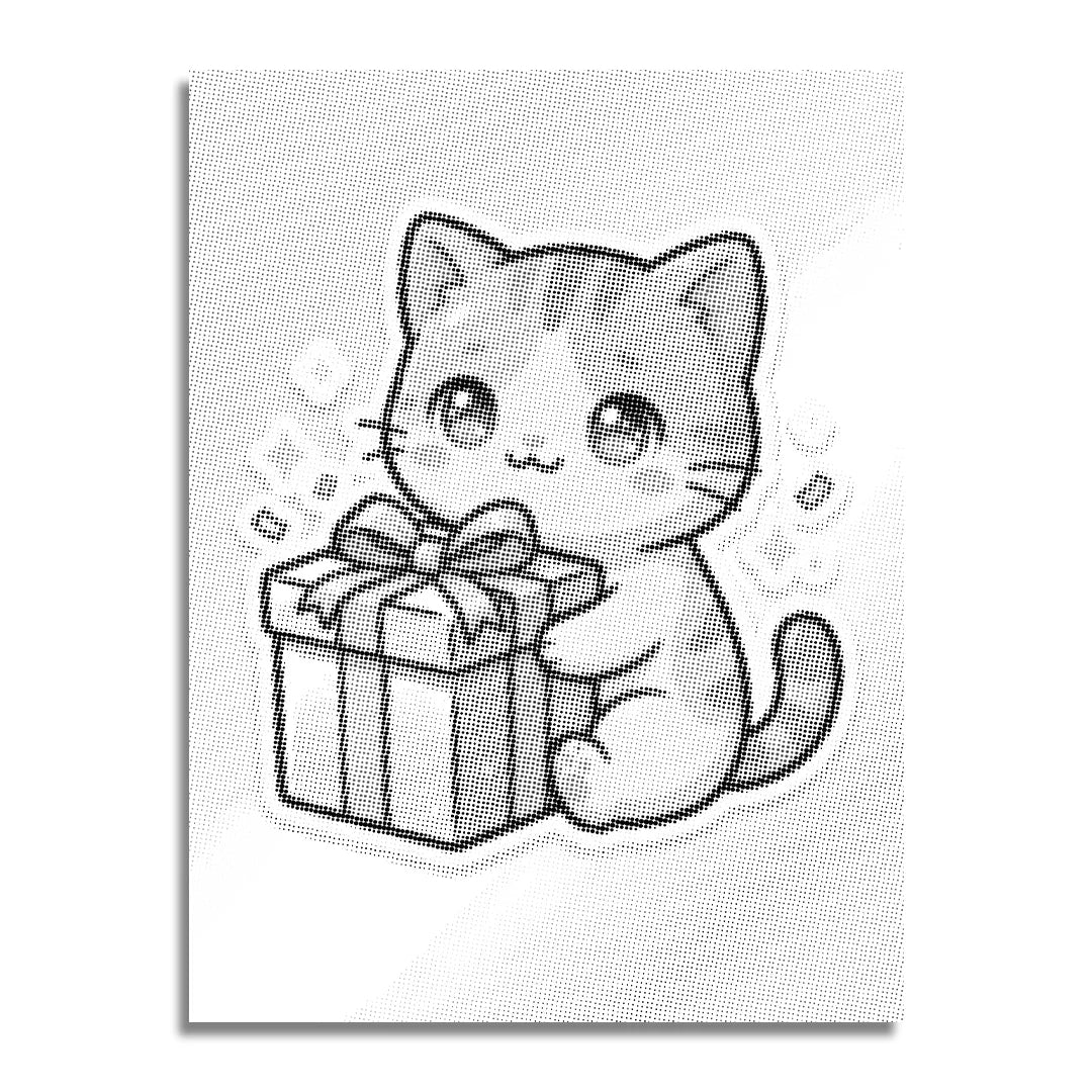 Chat avec peinture à points cadeau