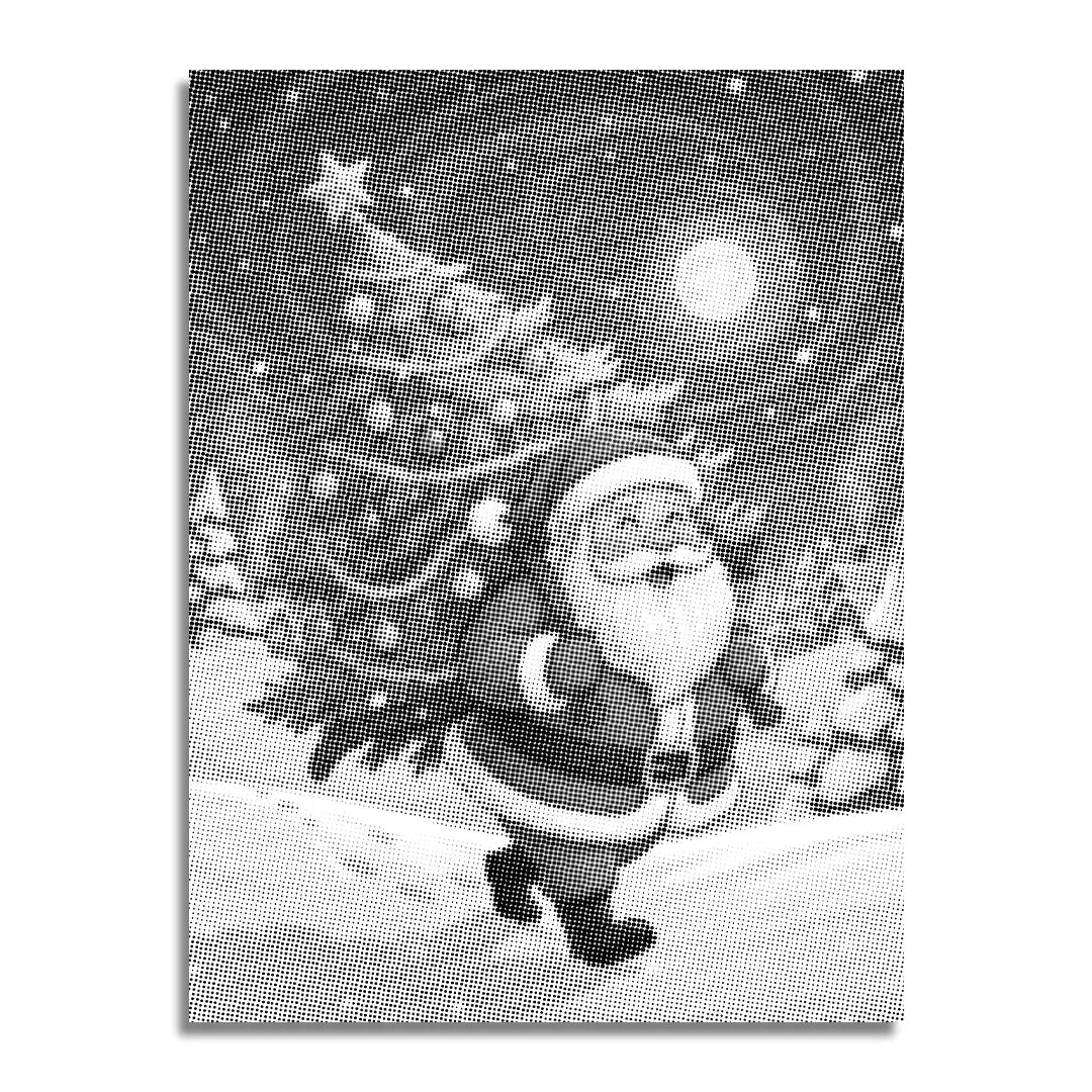 Peinture à pois du Père Noël avec un arbre de Noël