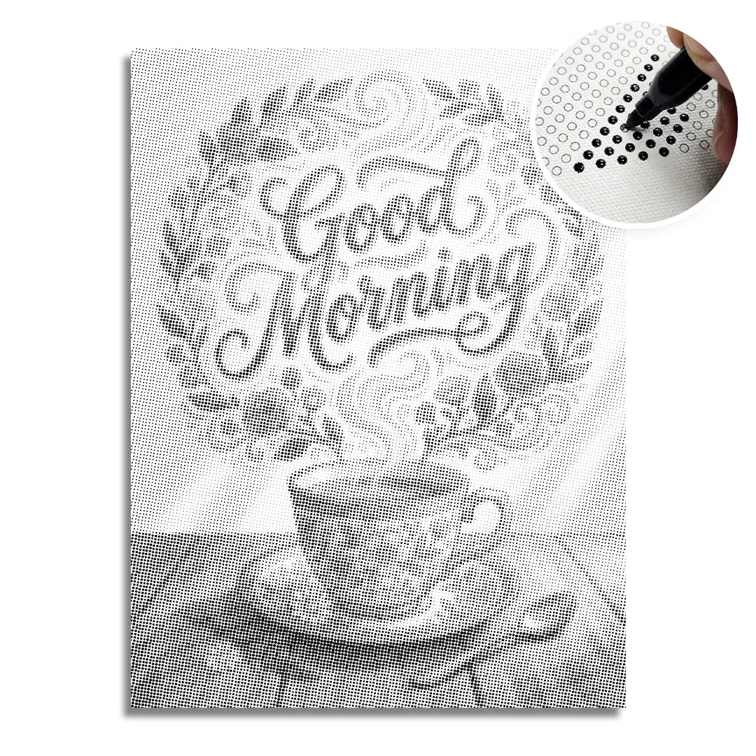 Peinture de point de café de bonjour