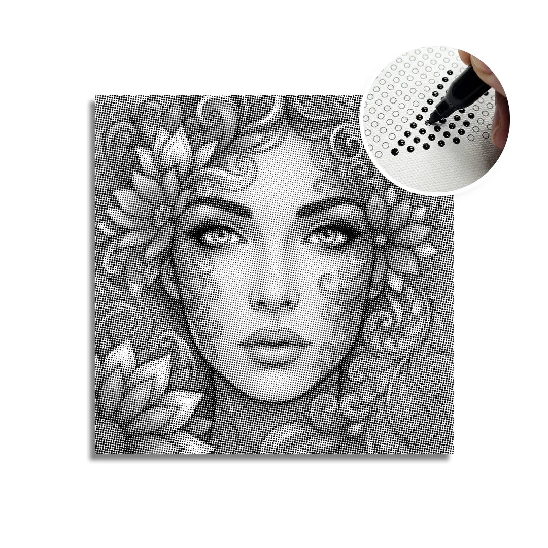 Peinture à points de visage botanique