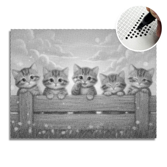 Chatons sur la peinture à points de clôture