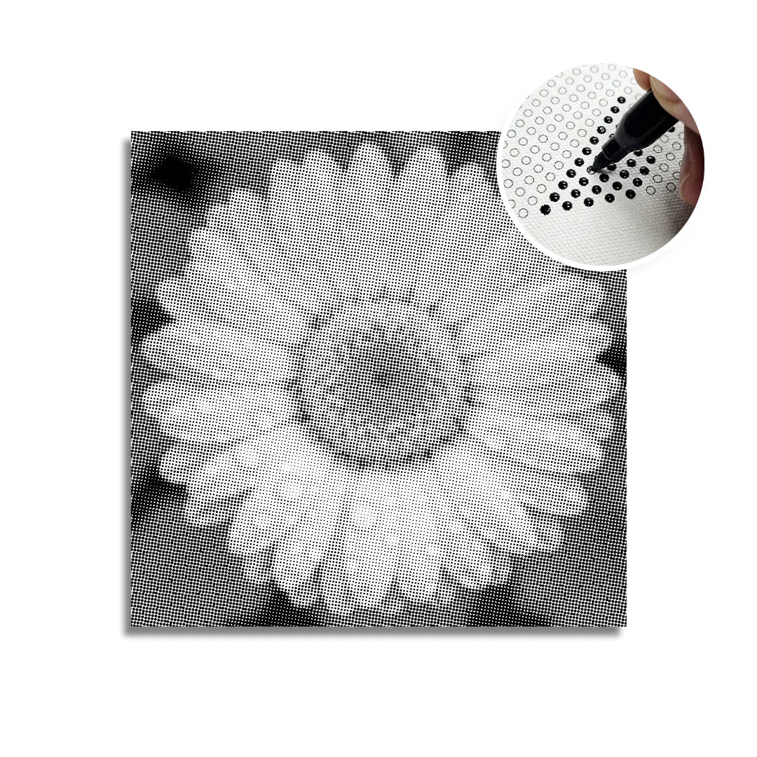 Fleur avec des gouttelettes d’eau Dot Painting