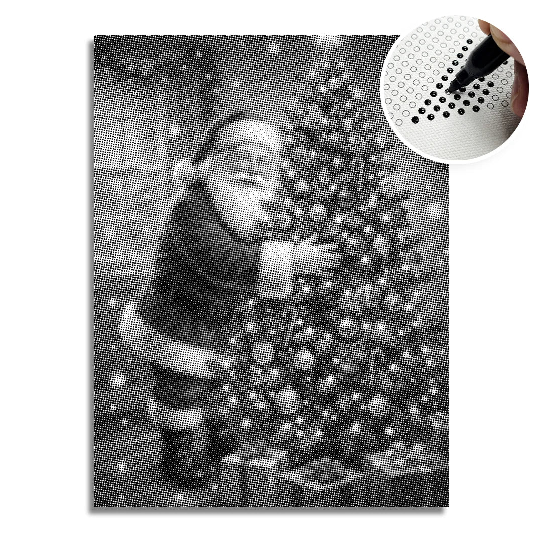 Le Père Noël décore la peinture à points de l'arbre de Noël