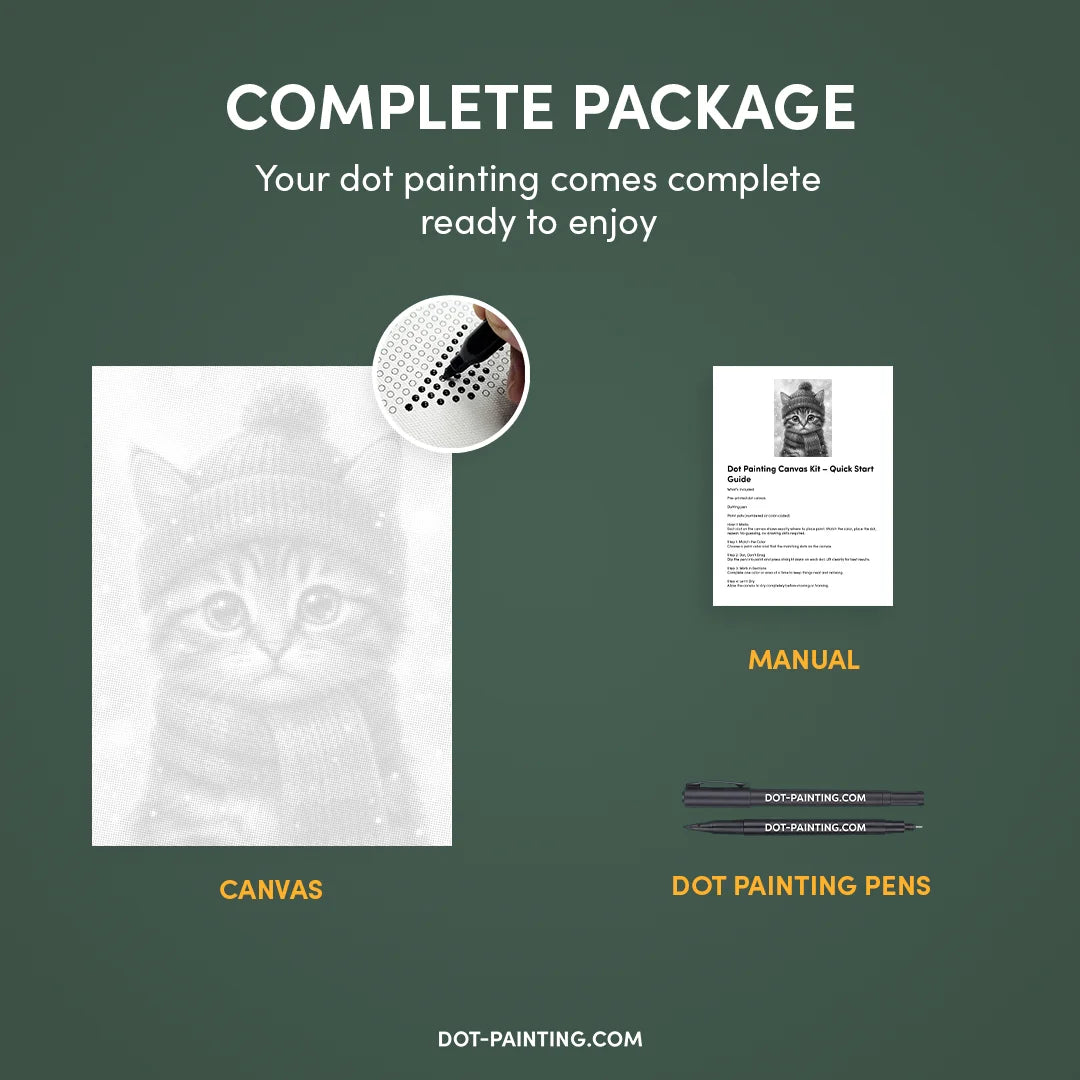 Peinture à pois de chaton d’hiver