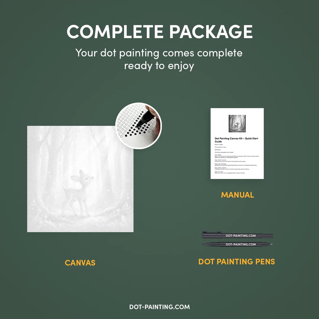 Cerf dans la peinture à points des bois