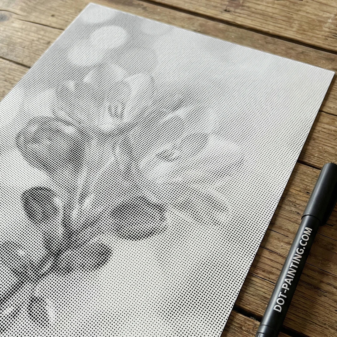 Peinture à points fleur à la hausse