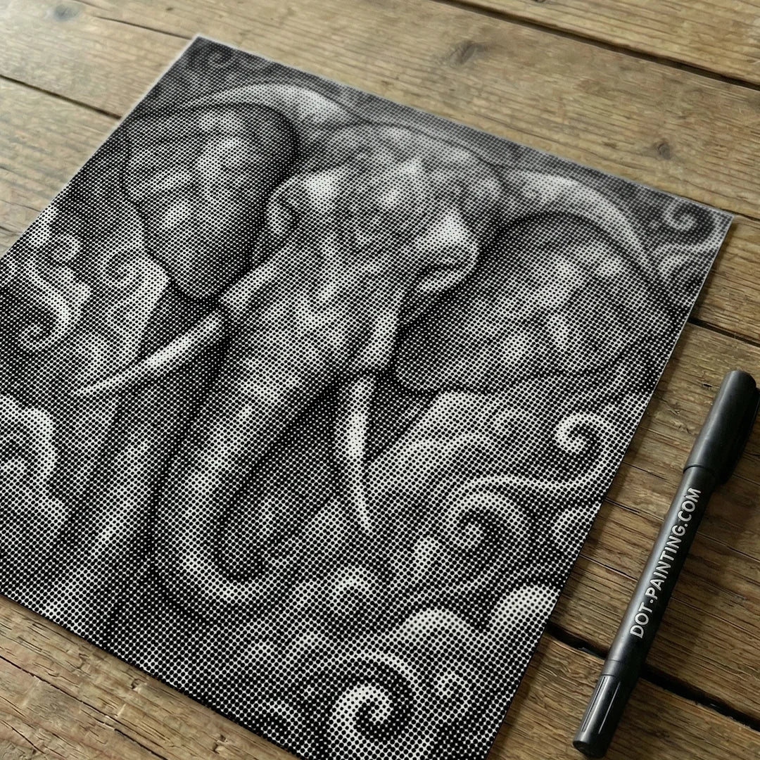 Éléphant sur une peinture à points de nuage