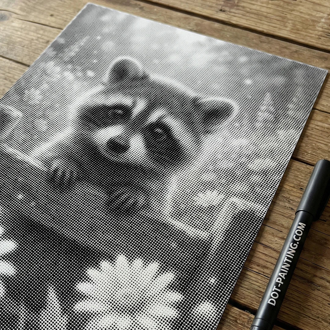 Raton laveur avec peinture à pois de fleurs
