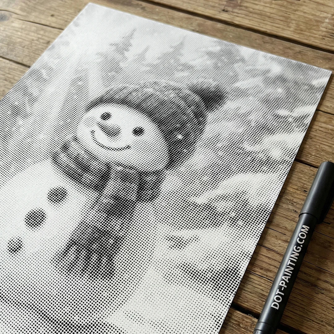 Peinture à points de bonhomme de neige