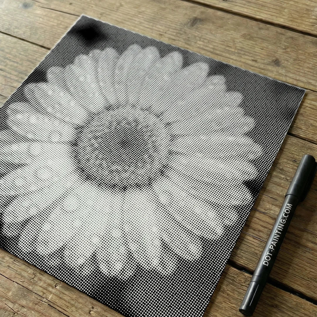 Fleur avec des gouttelettes d’eau Dot Painting
