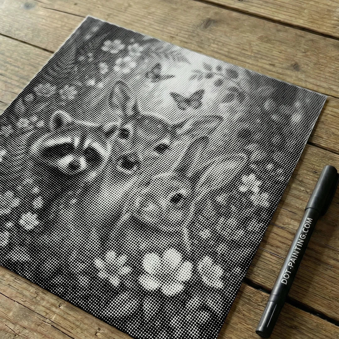 Peinture à points d’animaux heureux