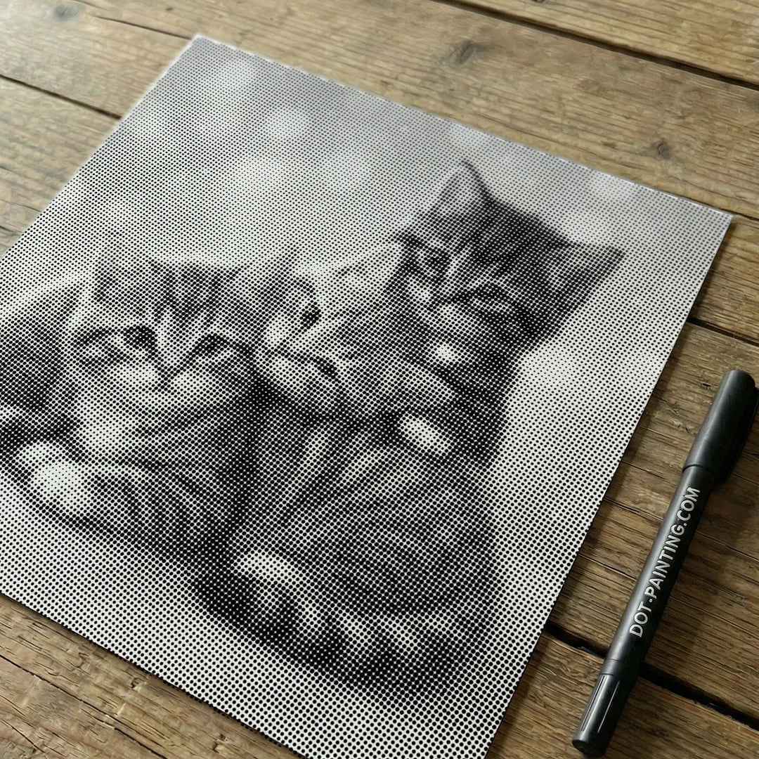 Peinture à points de 3 chatons mignons
