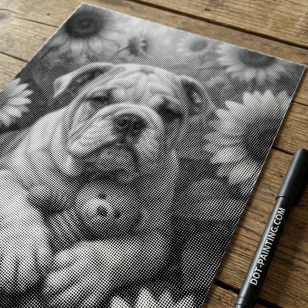 Peinture à pois bouledogue
