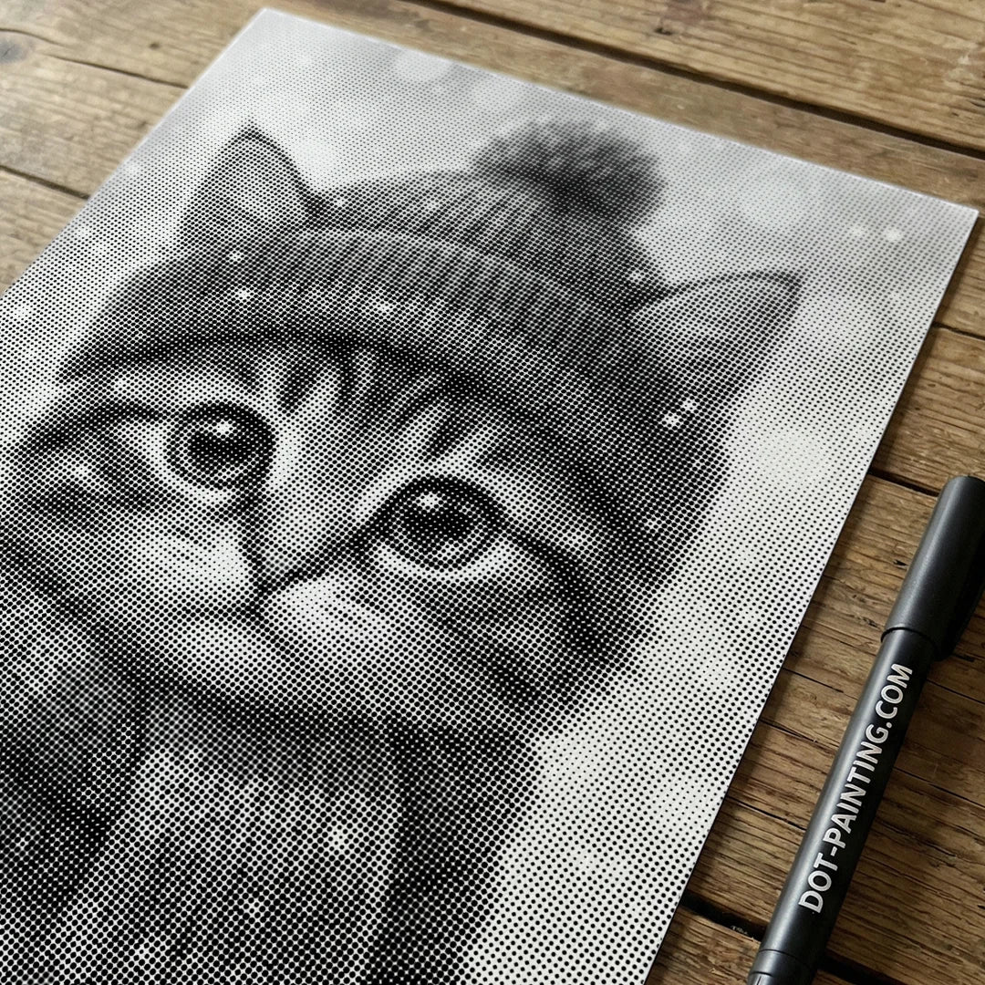 Peinture à pois de chaton d’hiver