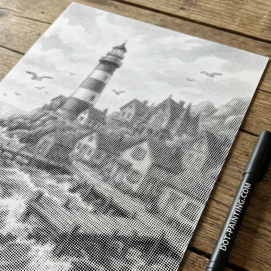 Village au phare Dot Painting