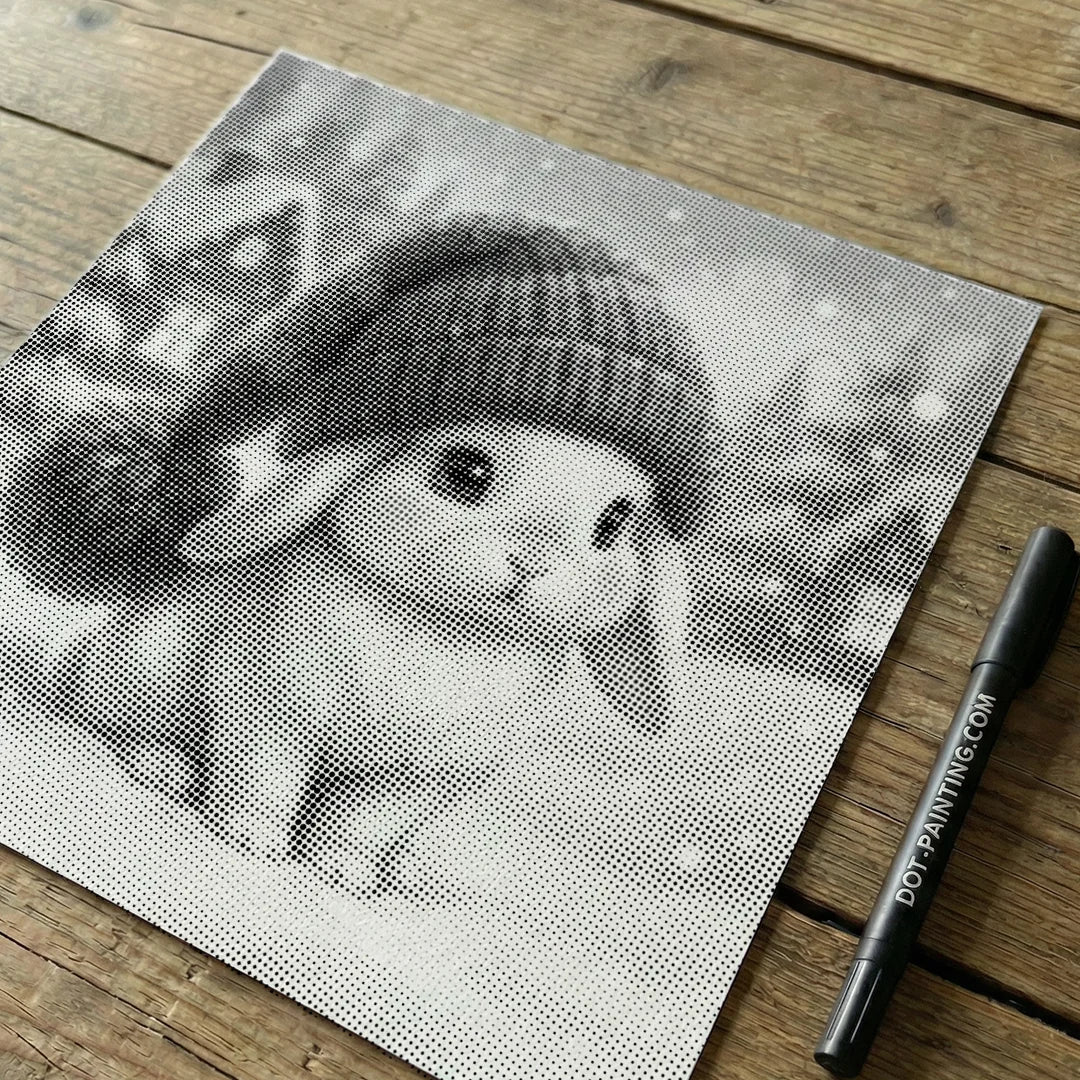 Peinture à pois de lapin d’hiver
