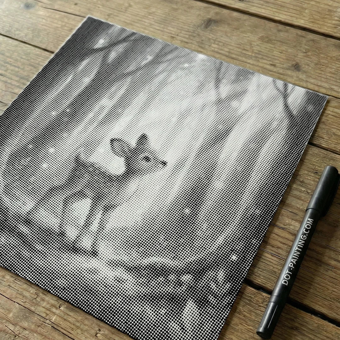 Cerf dans la peinture à points des bois