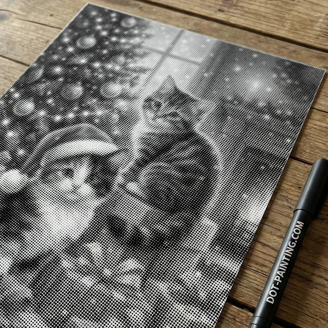 2 peintures à points de chats de Noël