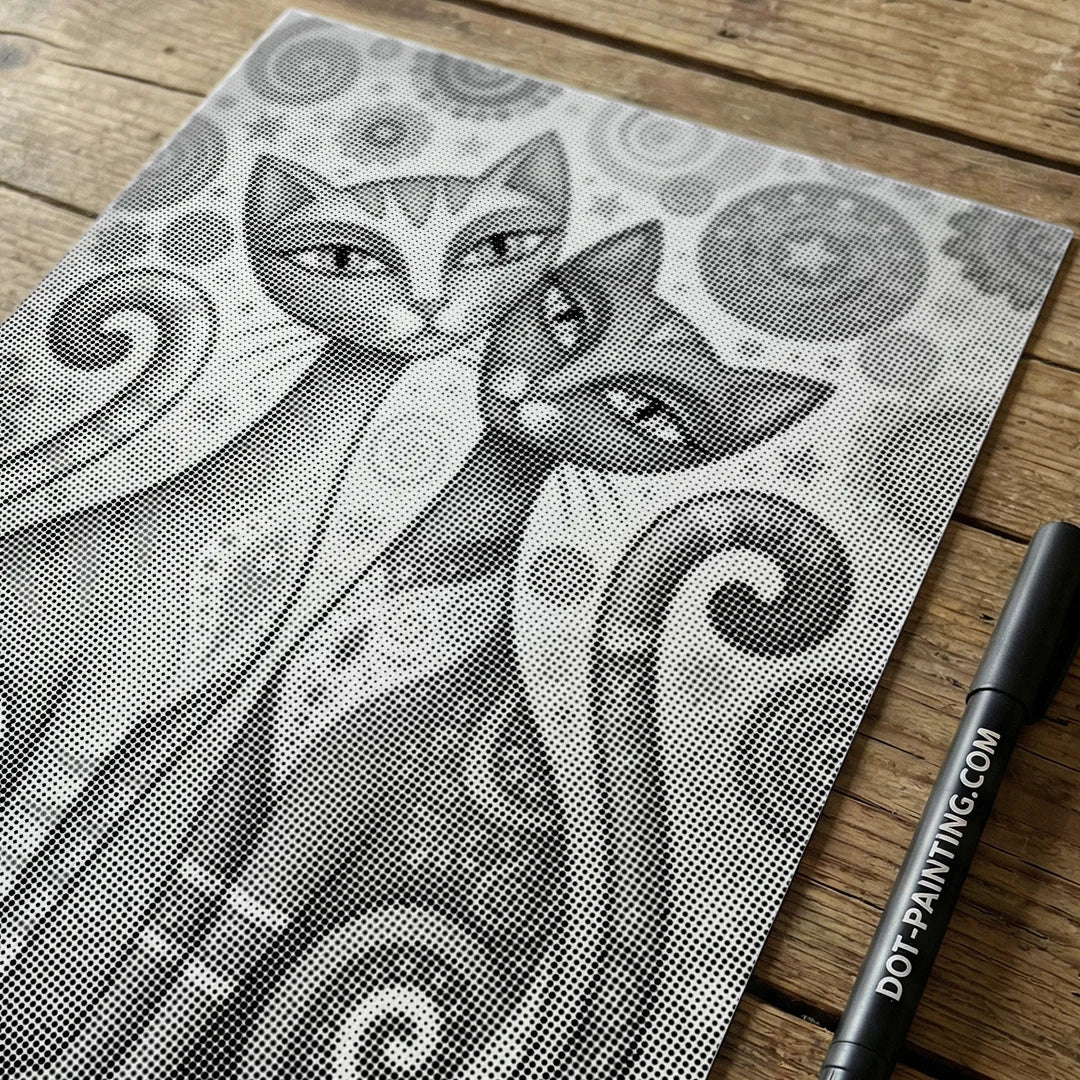 Peinture à points de 2 chats gracieux