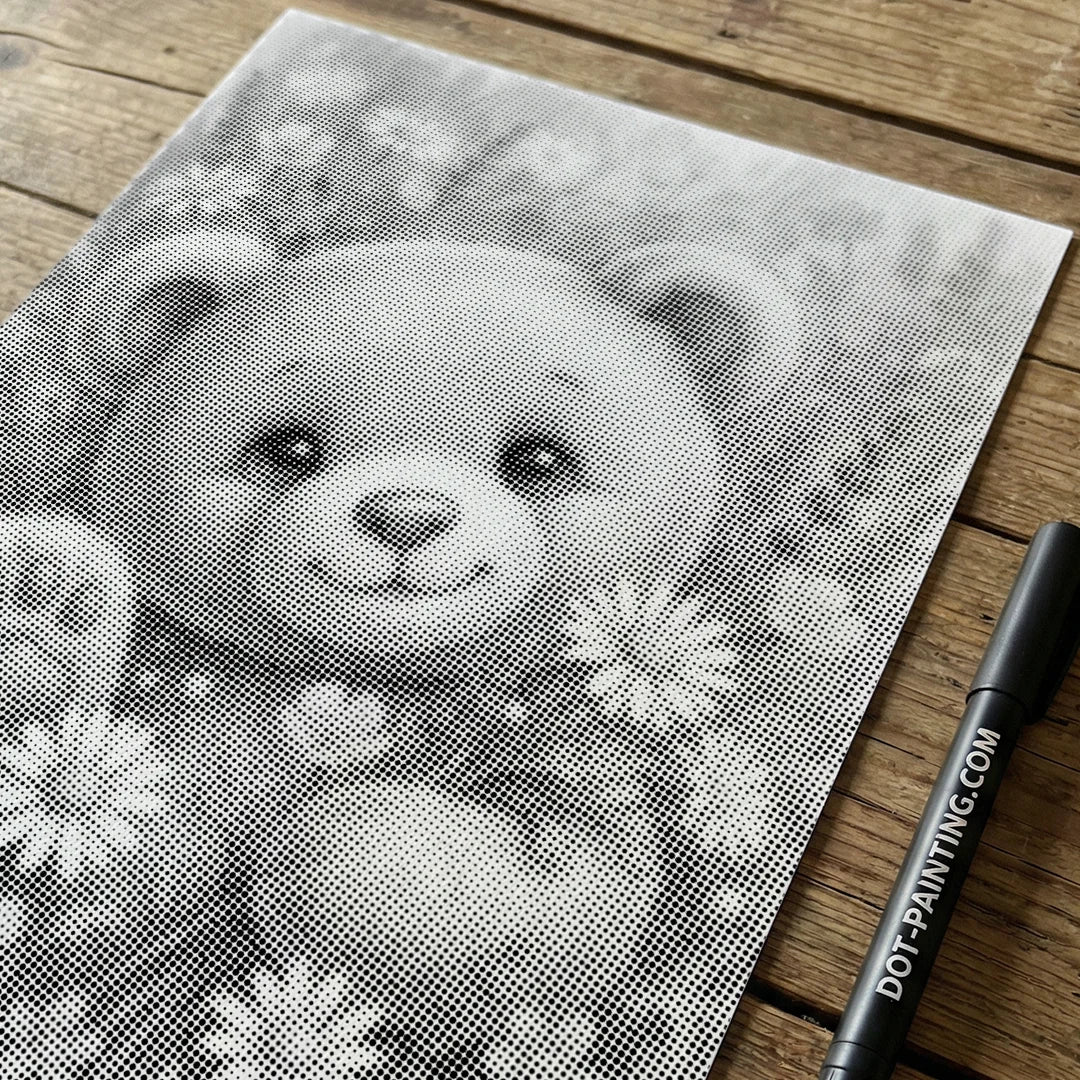 Peinture à pois ours avec fleurs