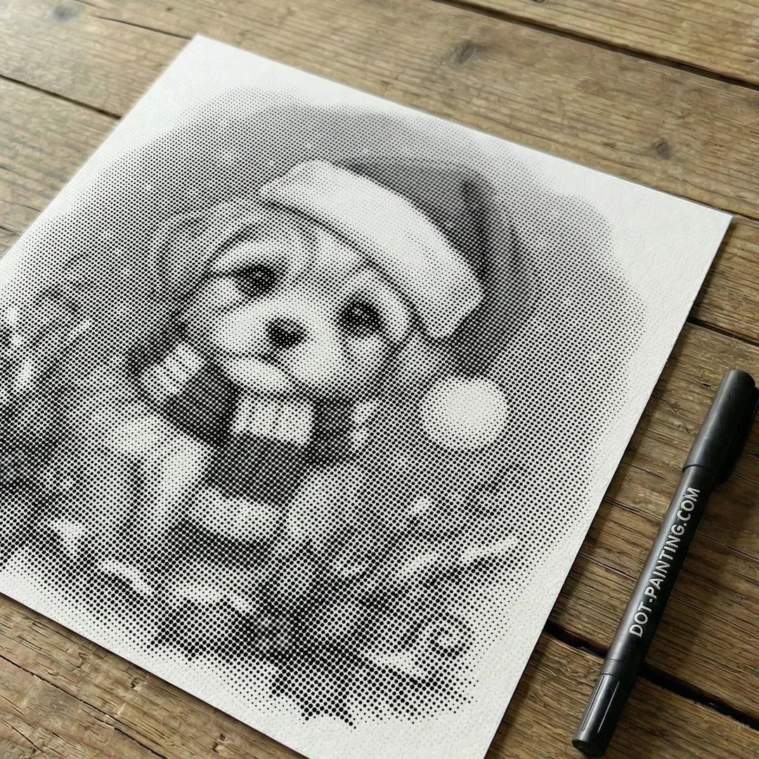 Peinture à 2 points pour chiot de Noël