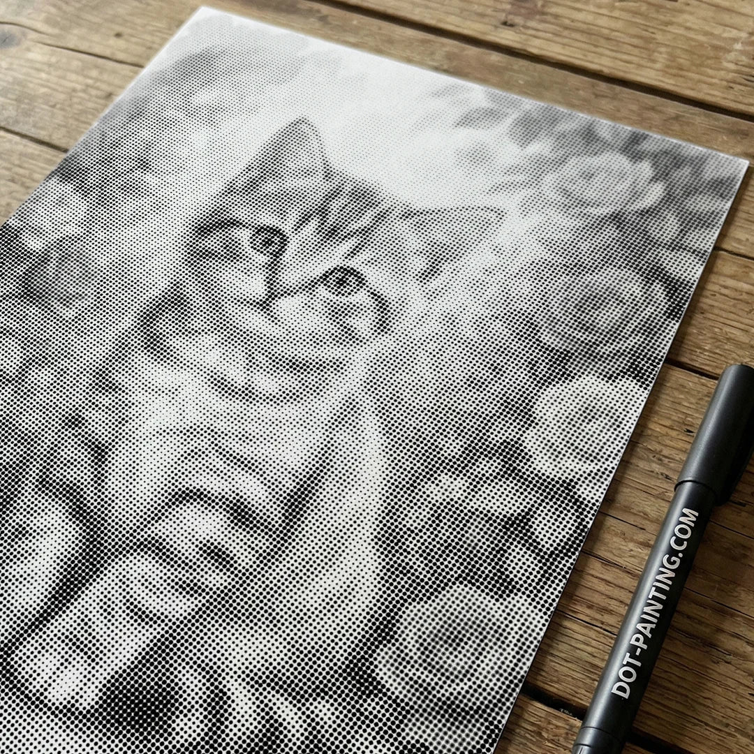 Peinture à points de chat avec des fleurs