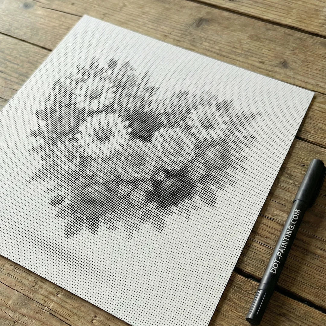Peinture à points de coeur de fleur