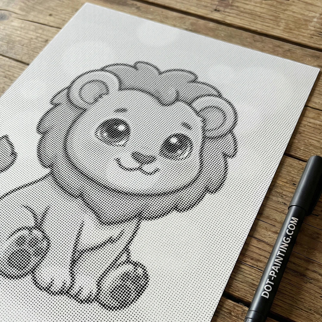 Peinture à points de lion