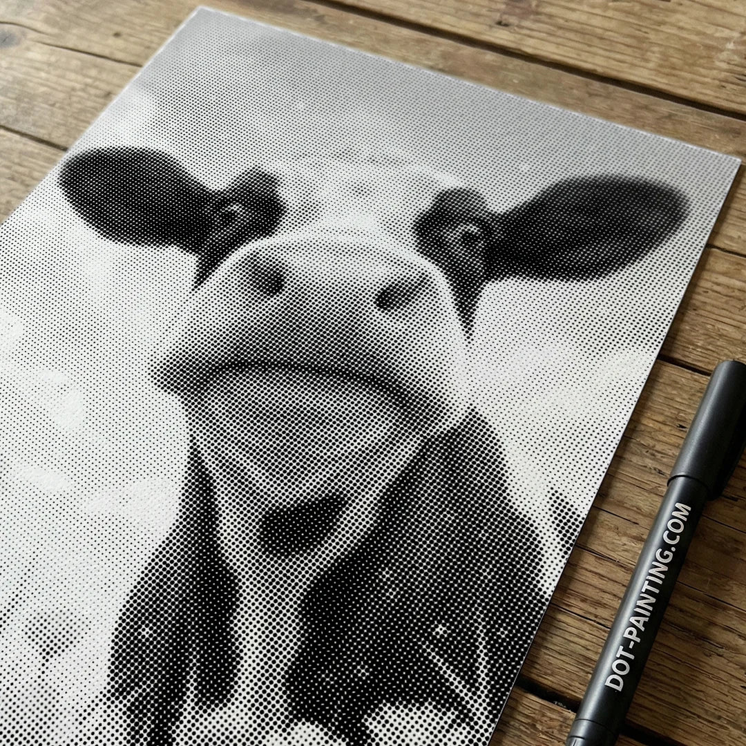 Vache heureuse avec des fleurs Dot Painting