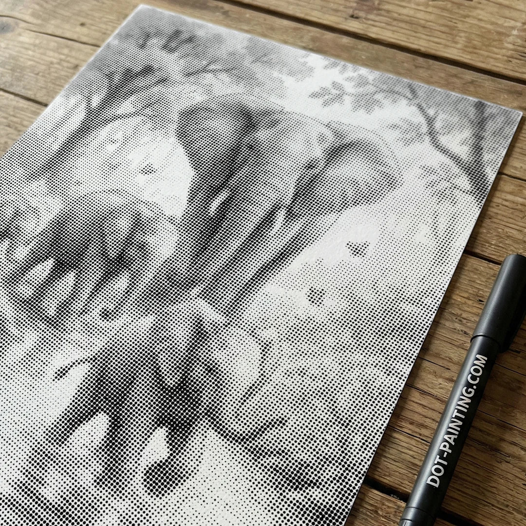 Peinture à points de la famille des éléphants