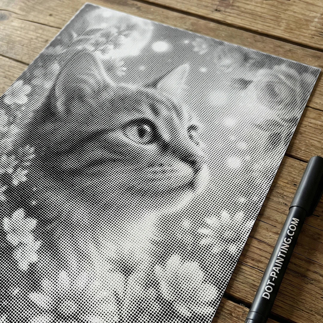 Peinture à points de chat avec des fleurs