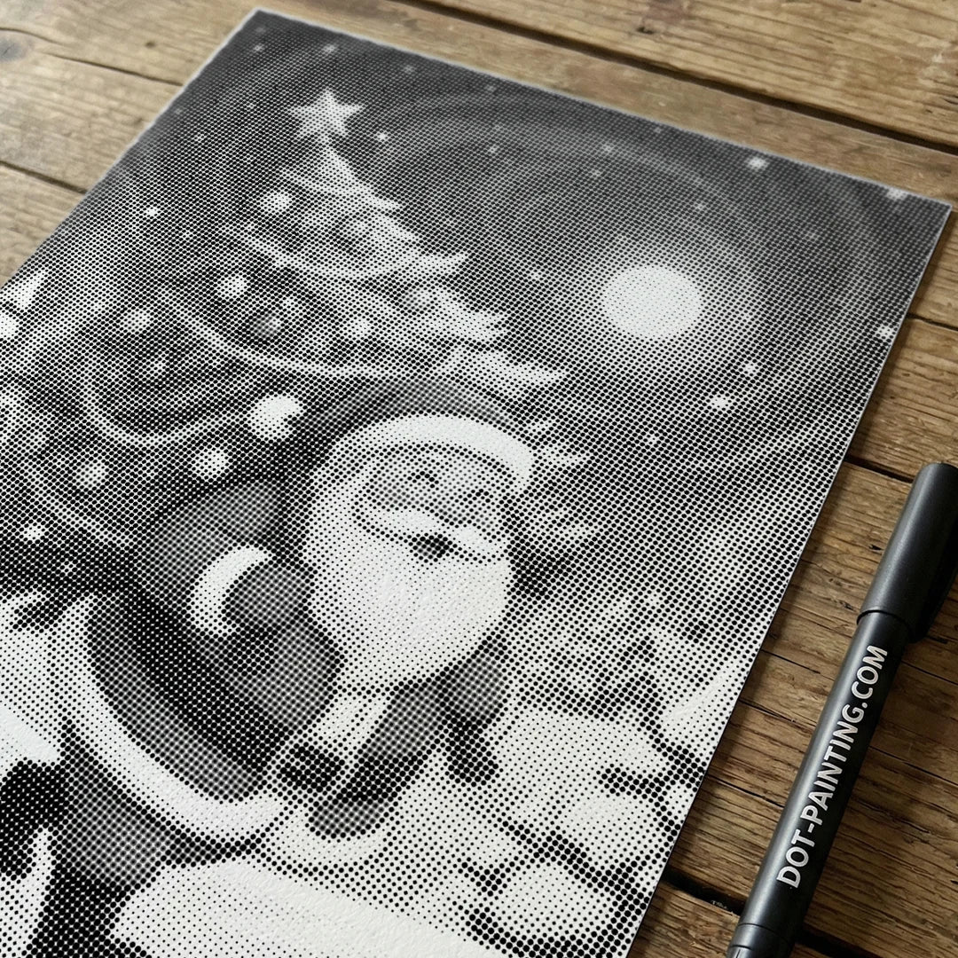 Peinture à pois du Père Noël avec un arbre de Noël