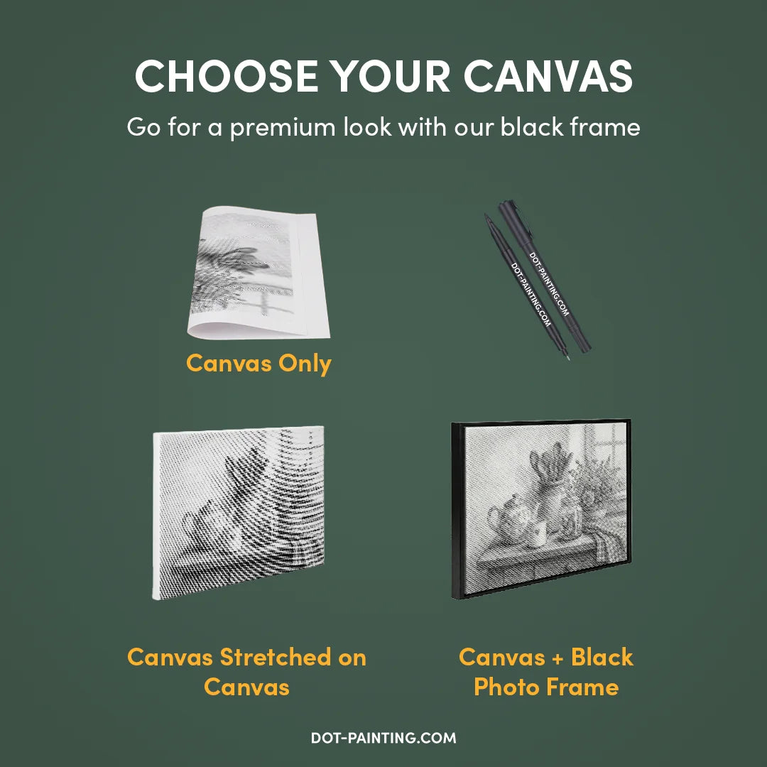 Peinture à points de nature morte de cuisine