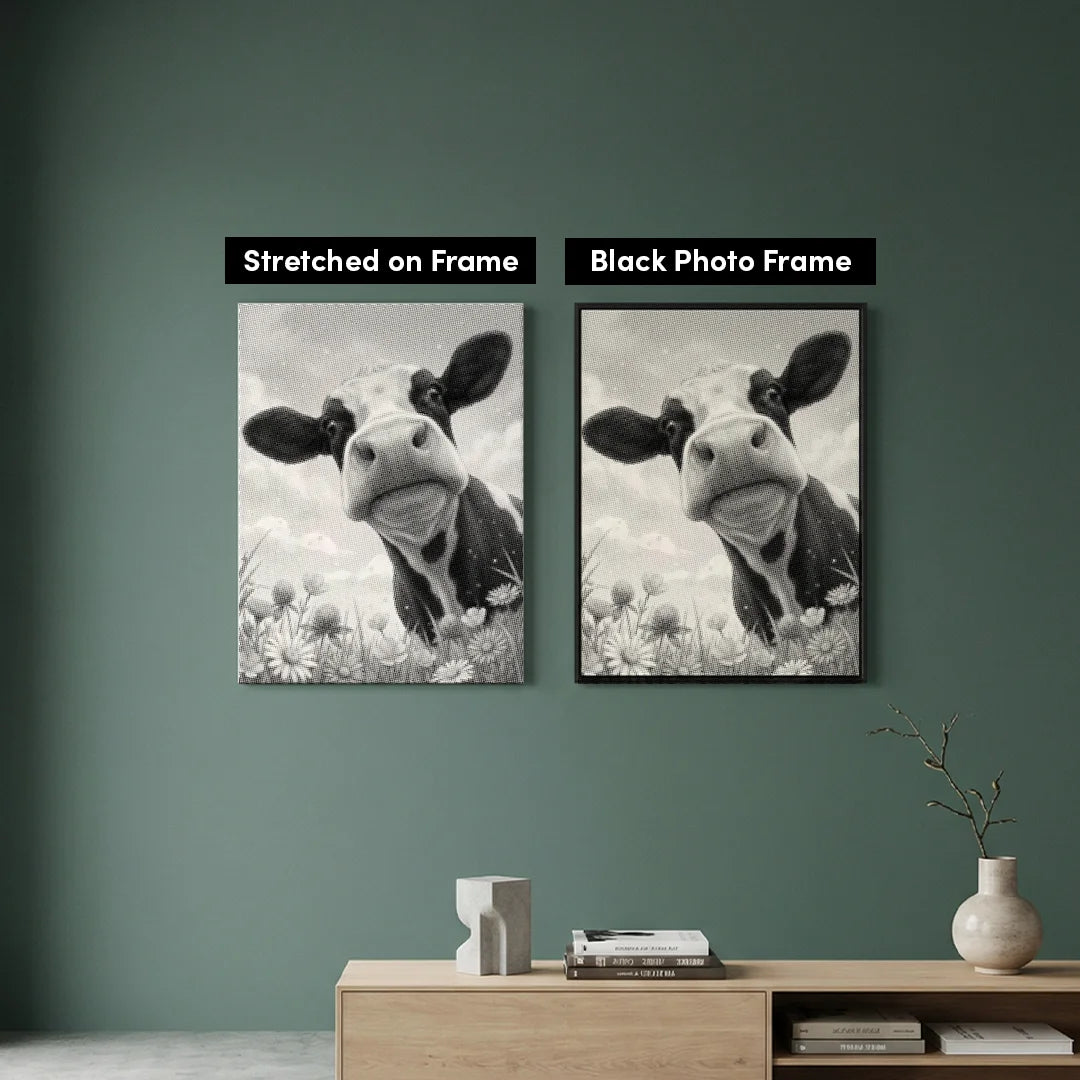 Vache heureuse avec des fleurs Dot Painting