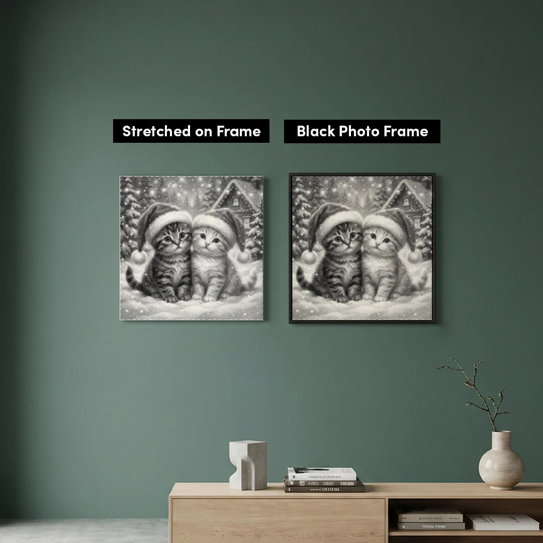 Peinture à pois de chaton de Noël