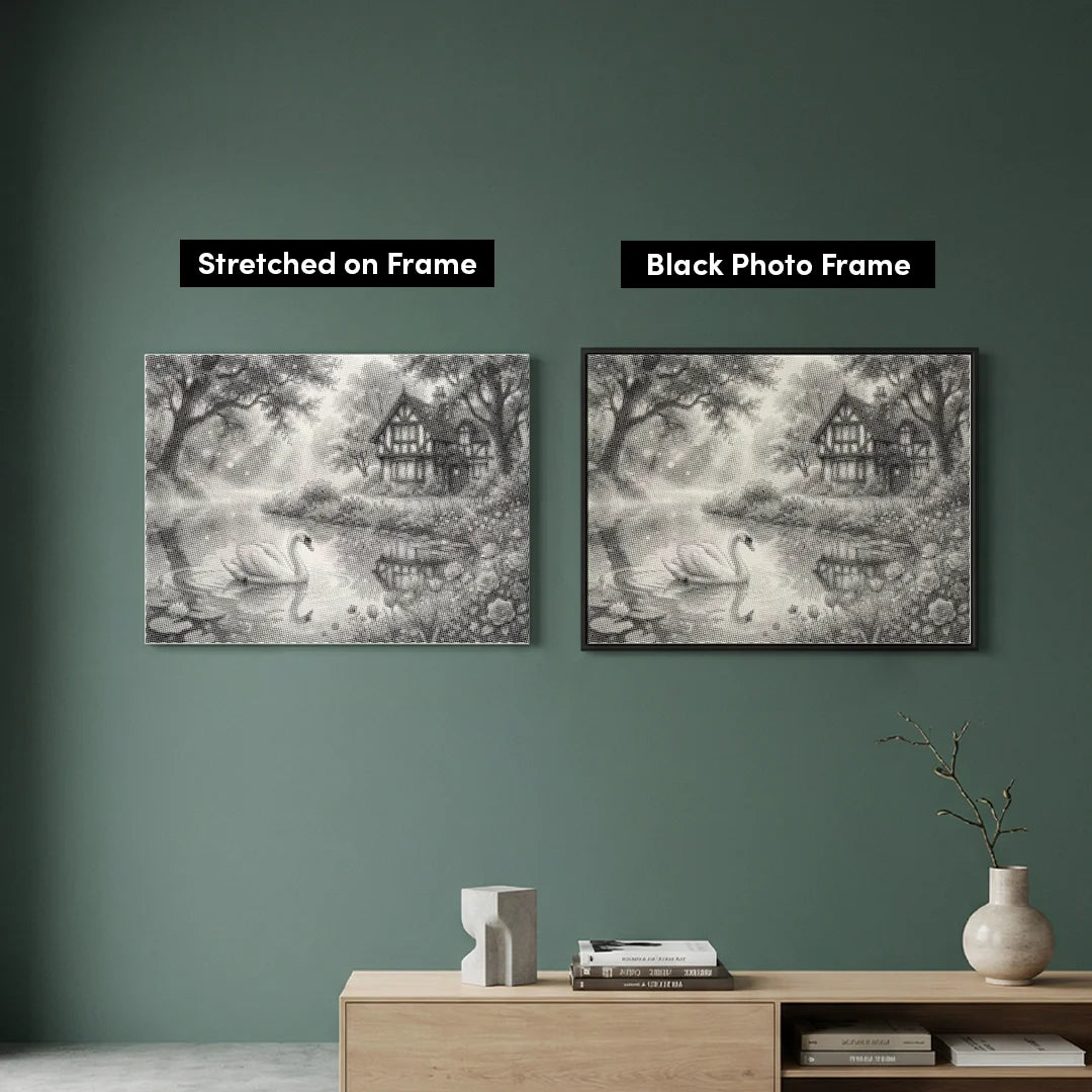 Peinture à points du lac des cygnes