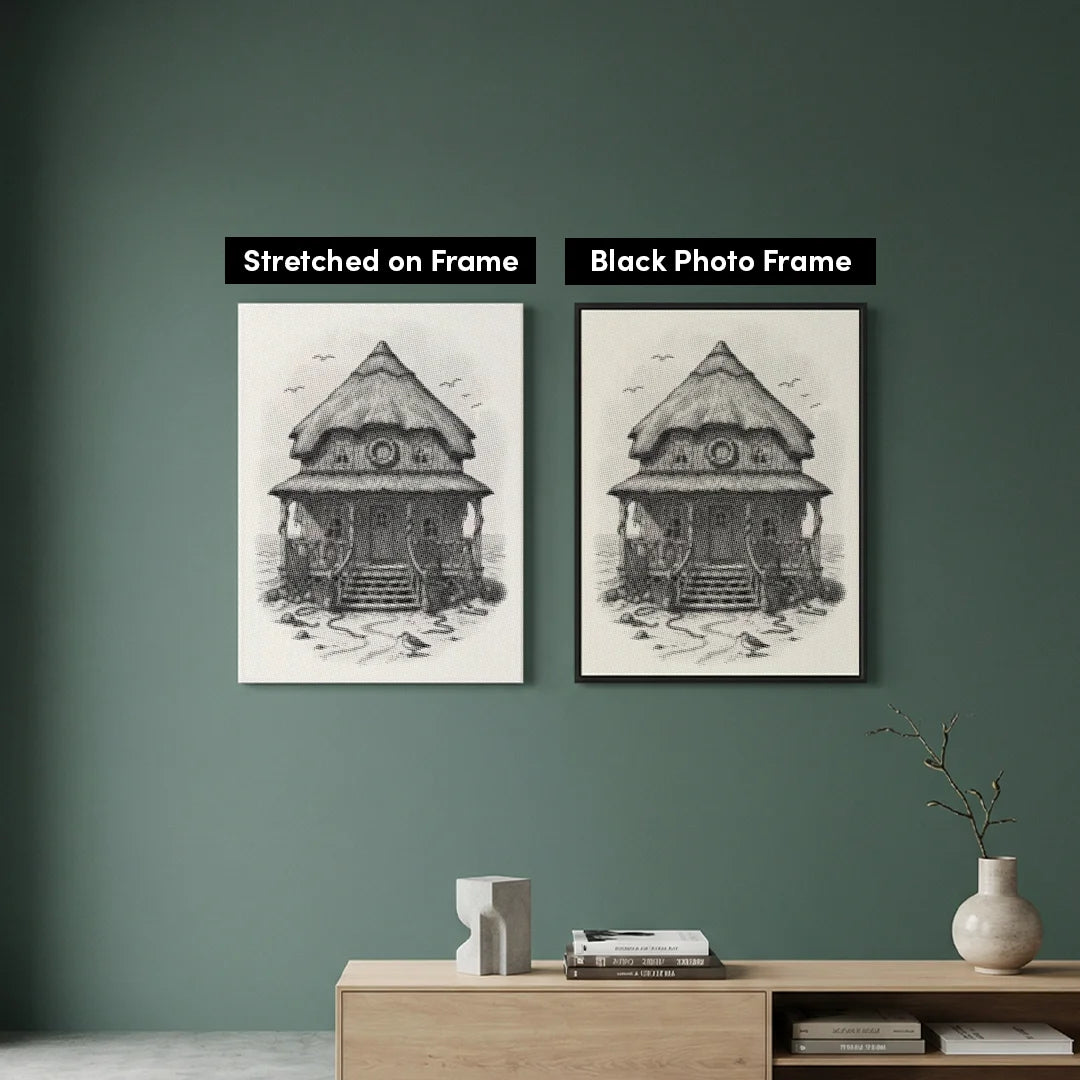 Peinture de point de chalet de plage