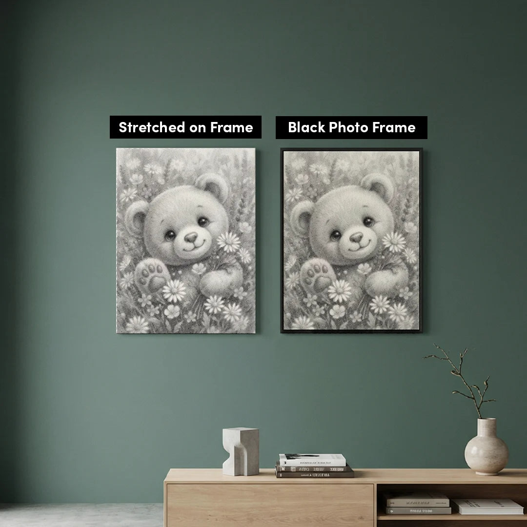 Peinture à pois ours avec fleurs