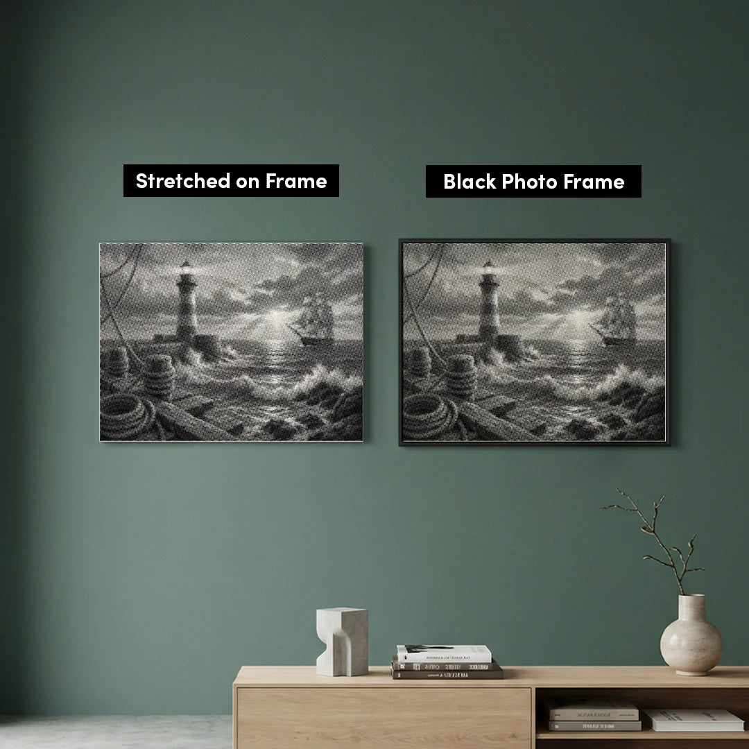 Navire au phare Dot Painting