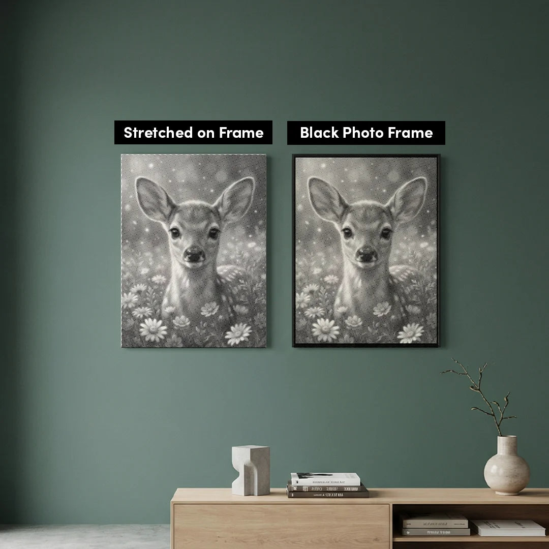 Peinture à points de cerf avec des fleurs