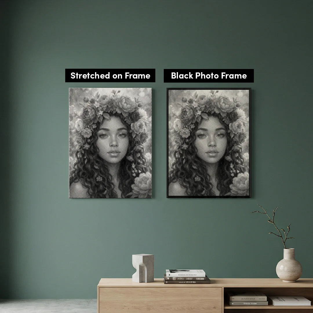 Peinture à points de femmes avec des fleurs