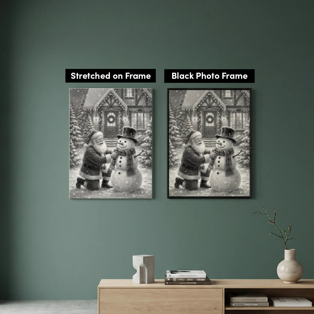 Peinture à pois du Père Noël avec bonhomme de neige