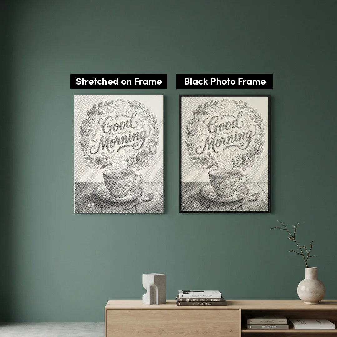 Peinture de point de café de bonjour