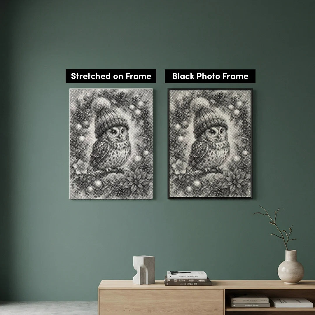 Hibou de Noël dans la peinture de point d’arbre