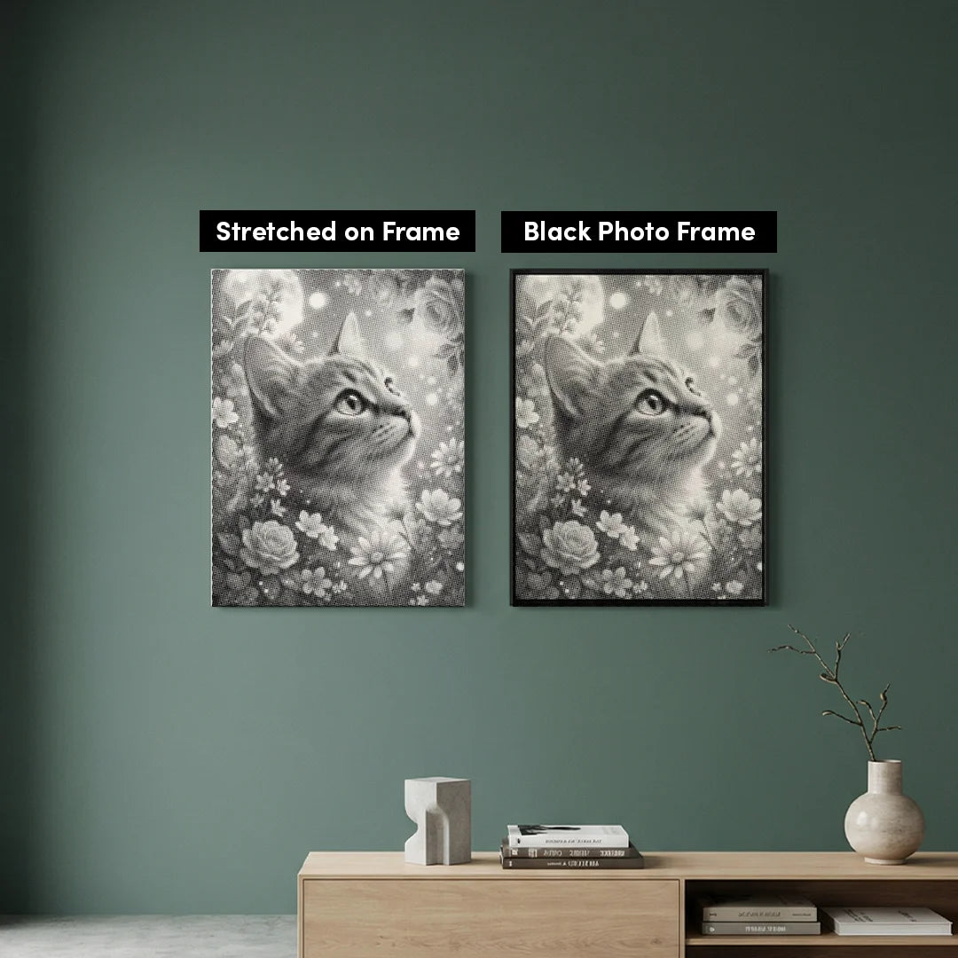 Peinture à points de chat avec des fleurs